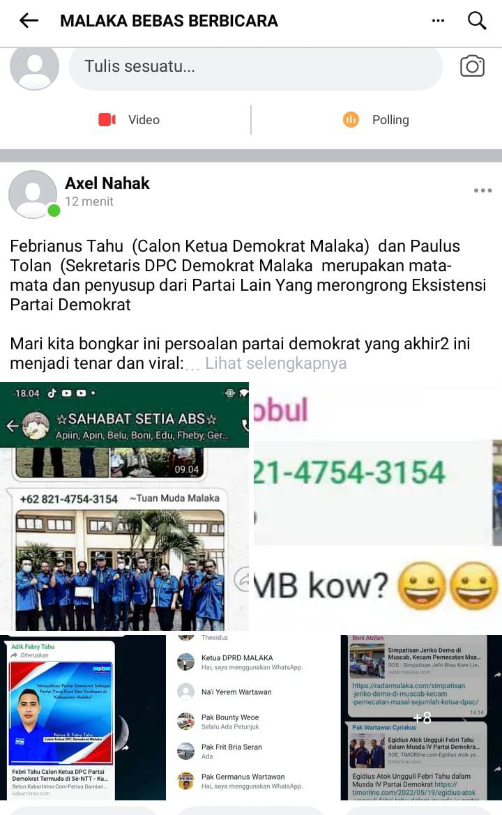 Beredar Screensoot Kader Susupan di Partai Demokrat Malaka. Inilah Tanggapan Pimpinan Partai