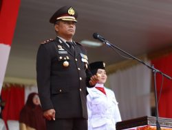 Kapolres Aceh Besar Irup Upacara Penurunan Bendera Peringatan HUT RI Ke-77