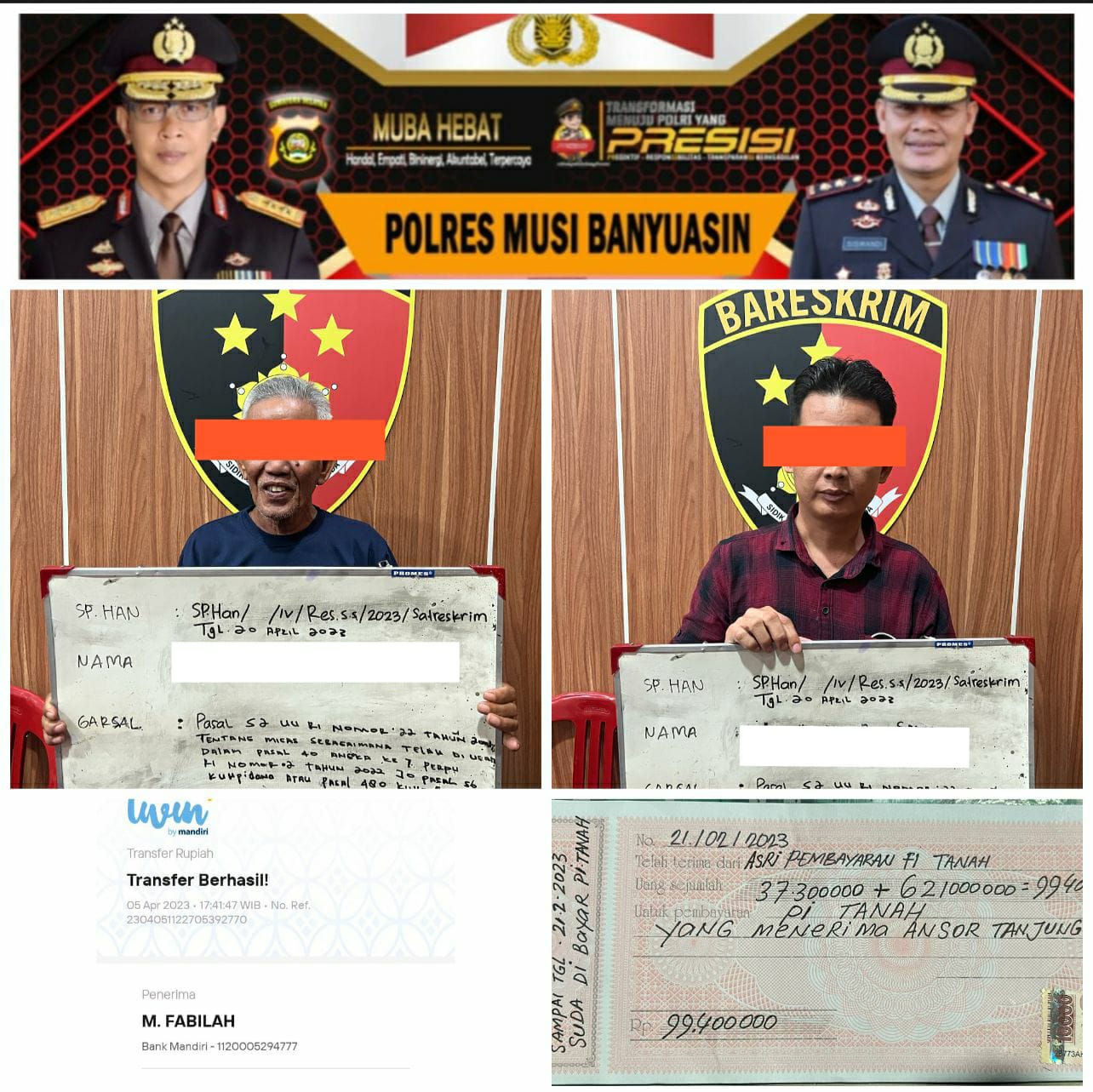 Subdit IV Tipidter Bersama Polres Muba Amankan Dua Pelaku Pengelola Lahan Illegal Drilling