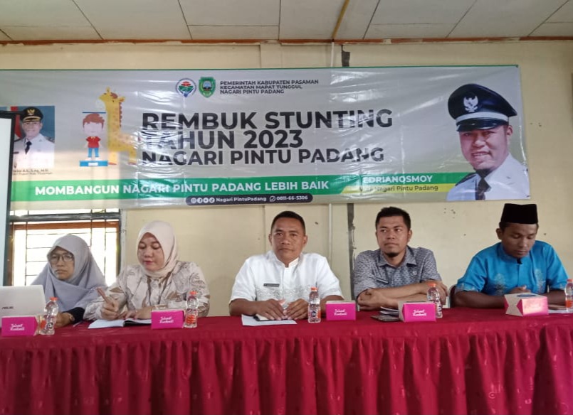 Nagari Pintu Padang, Jumat 16 Juni 2023 melaksanakan acara Rembuk Stunting tingkat Nagari tahun 2023.