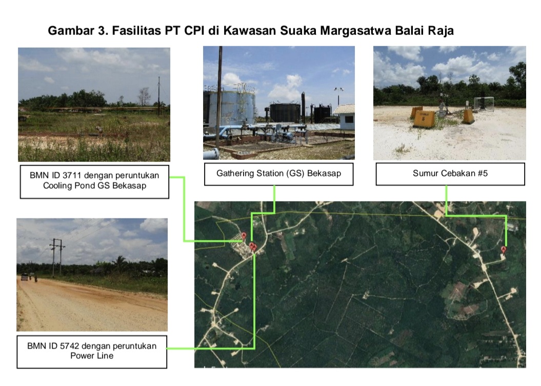 Fasilitas PT CPI yang terdapat di kawasan Suaka Margasatwa