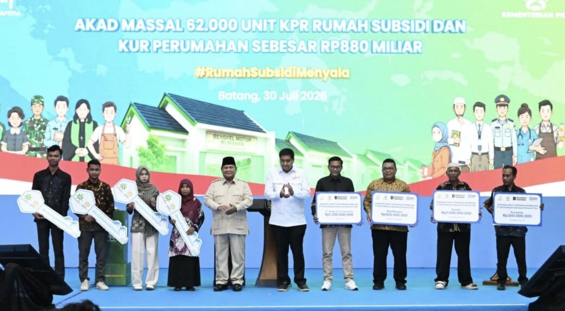 Perkuat Akses Hunian Layak, Prabowo Resmikan Akad Massal 62 Ribu Rumah Subsidi di Batang